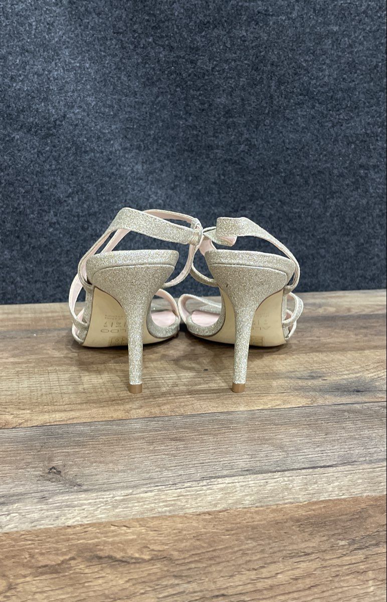 Aldo Silver/Pink Glitter Strappy Slingback Stiletto Heels Women's Size 9