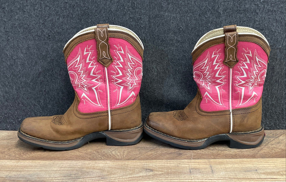 Durango Lil' Durango Tan Pink Western Cowboy Boots Kid's Size 13.5M