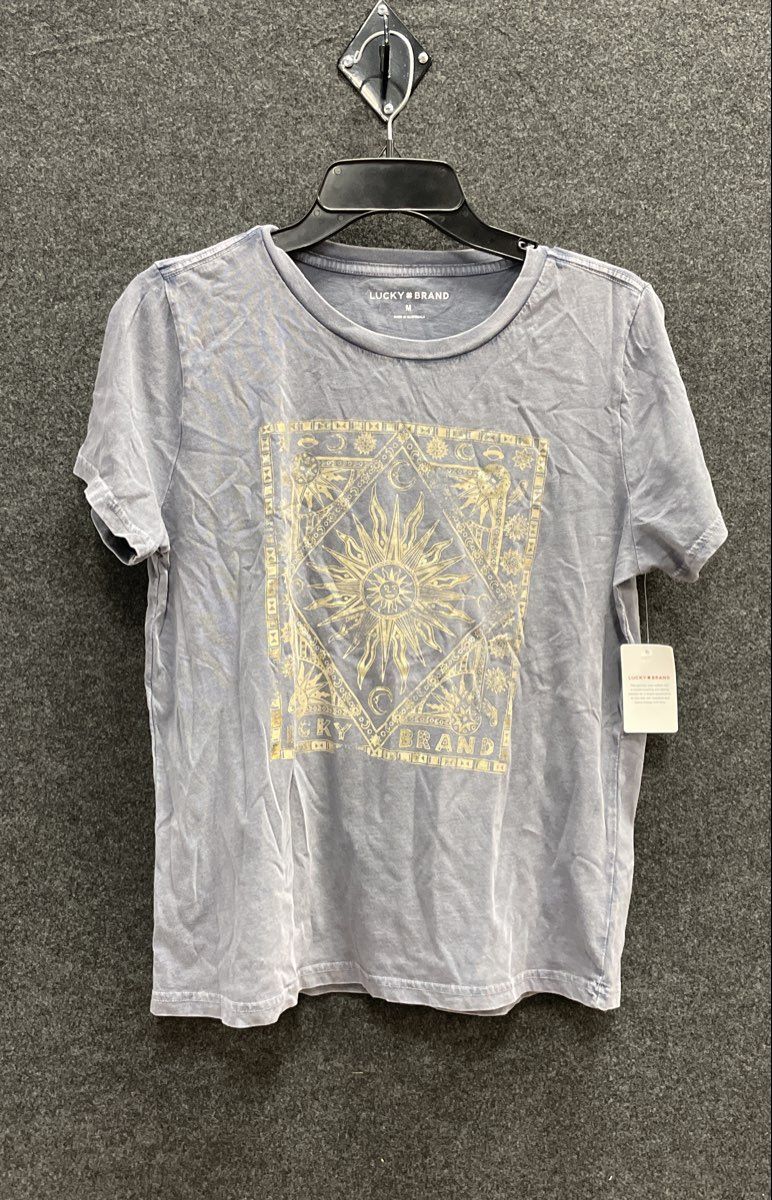 Lucky Brand Women's Faded Blue Celestial Sun Graphic T-Shirt NWT Size M