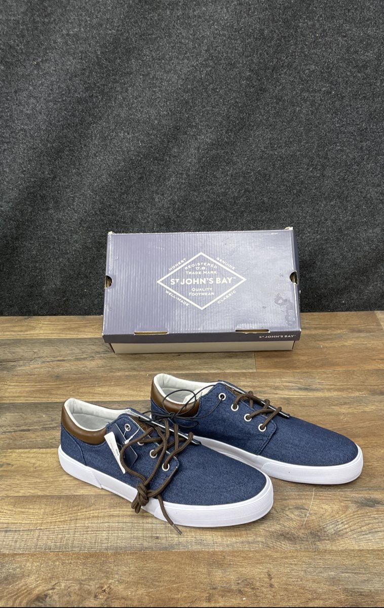 St. John's Bay Bryce Navy Denim Casual Men's Sneakers Size 10.5 DS NWT