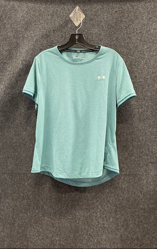 Under Armour Women's Teal Streaker Run HeatGear Open Back Running Shirt Sz XL