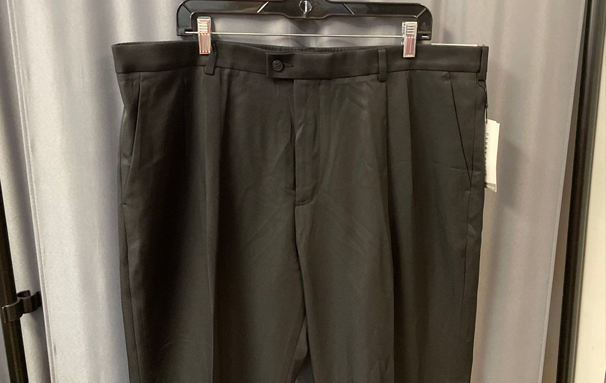 Perry Ellis Portfolio Black Travel Luxe Classic Fit Pleated Pants 40x32 NWT