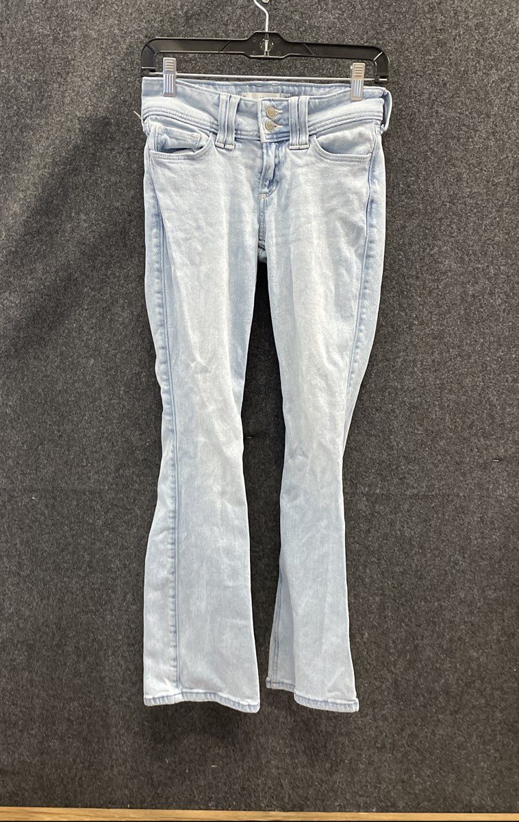 Hollister Women's Low-Rise Bootcut Light Blue Jeans Flap Pocket Sz 0R W25
