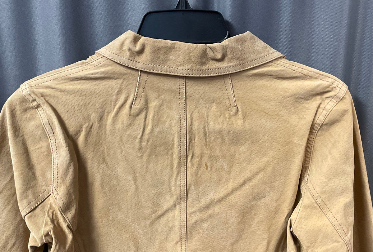 Taunt Women's Beige Leather Blazer Style Button Front Jacket Sz M