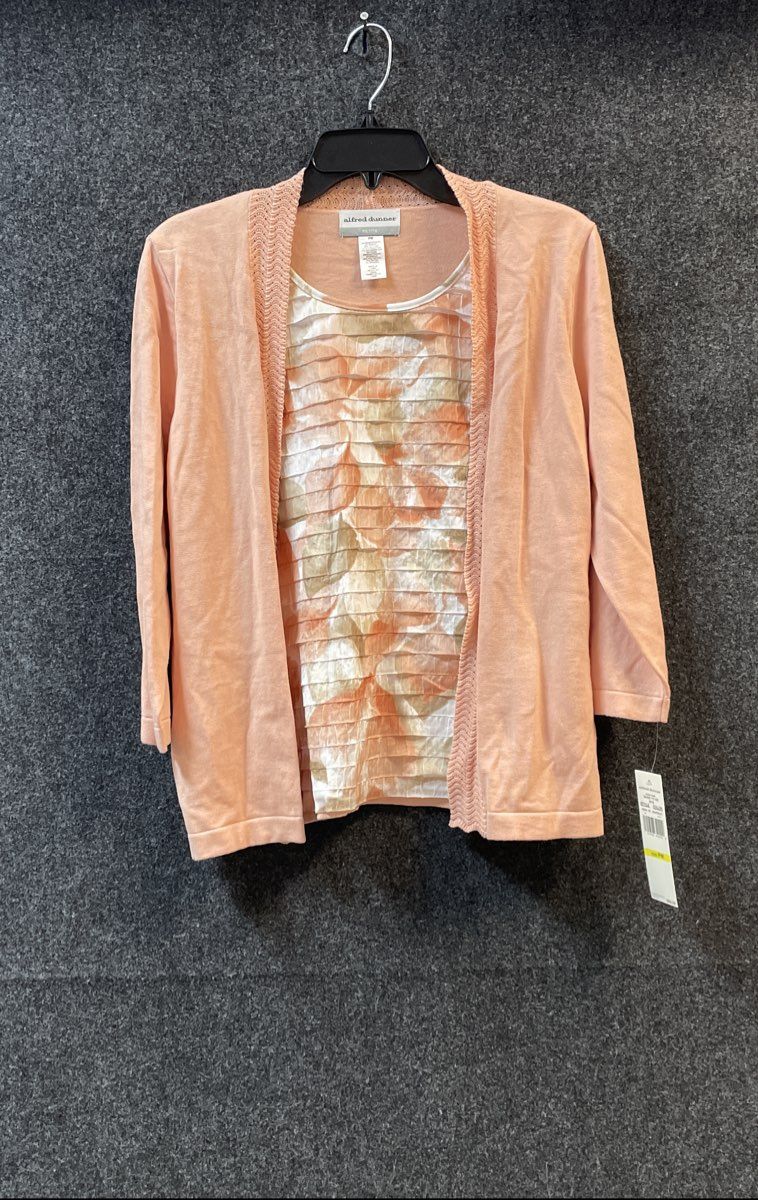 Alfred Dunner Women's Apricot Pink 2-Piece Tiered Floral Cardigan Set NWT Sz PM