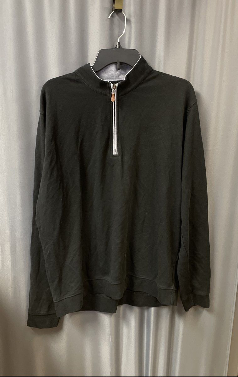 Johnnie-O Men's Black 1/4 Zip Pullover Cotton Lyocell Blend Sz XL
