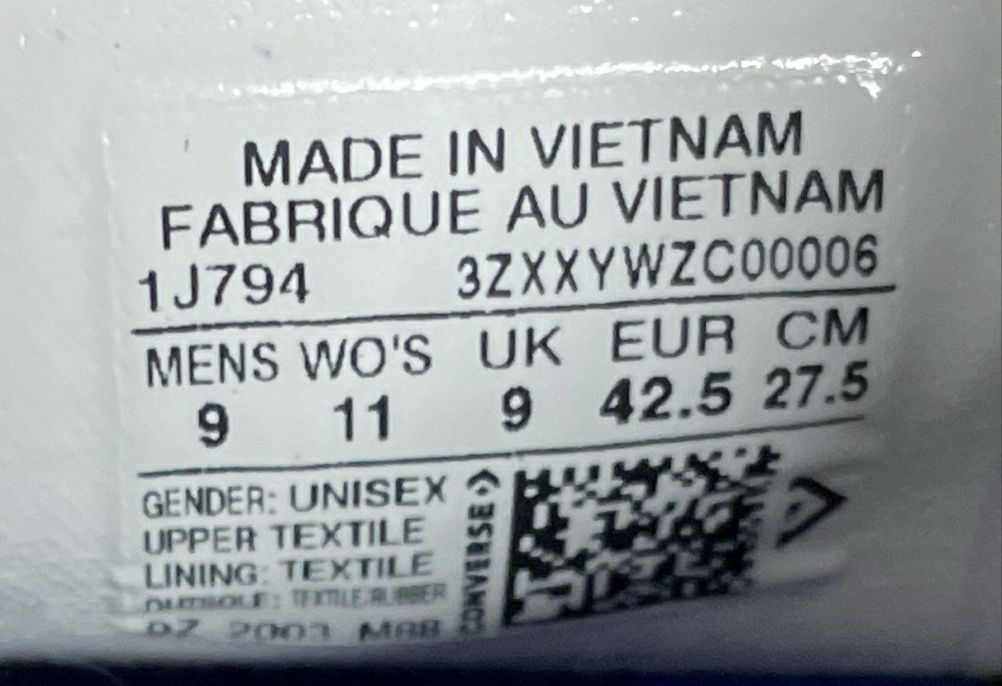 Converse Chuck Taylor All Star Low Top Grey Canvas Sneakers Men's Size 9