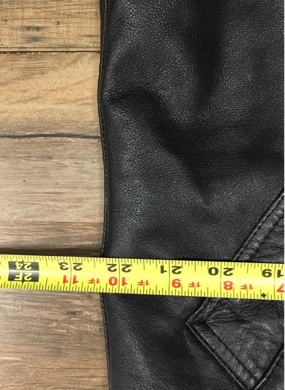 Real Leather Men's Black Faux Shearling Lined Flight Bomber Jacket Sz 25 P2P