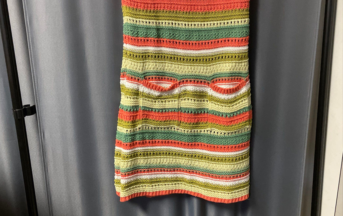 Zara Women's Orange Green White Striped Collared Knit Mini Dress Sz S