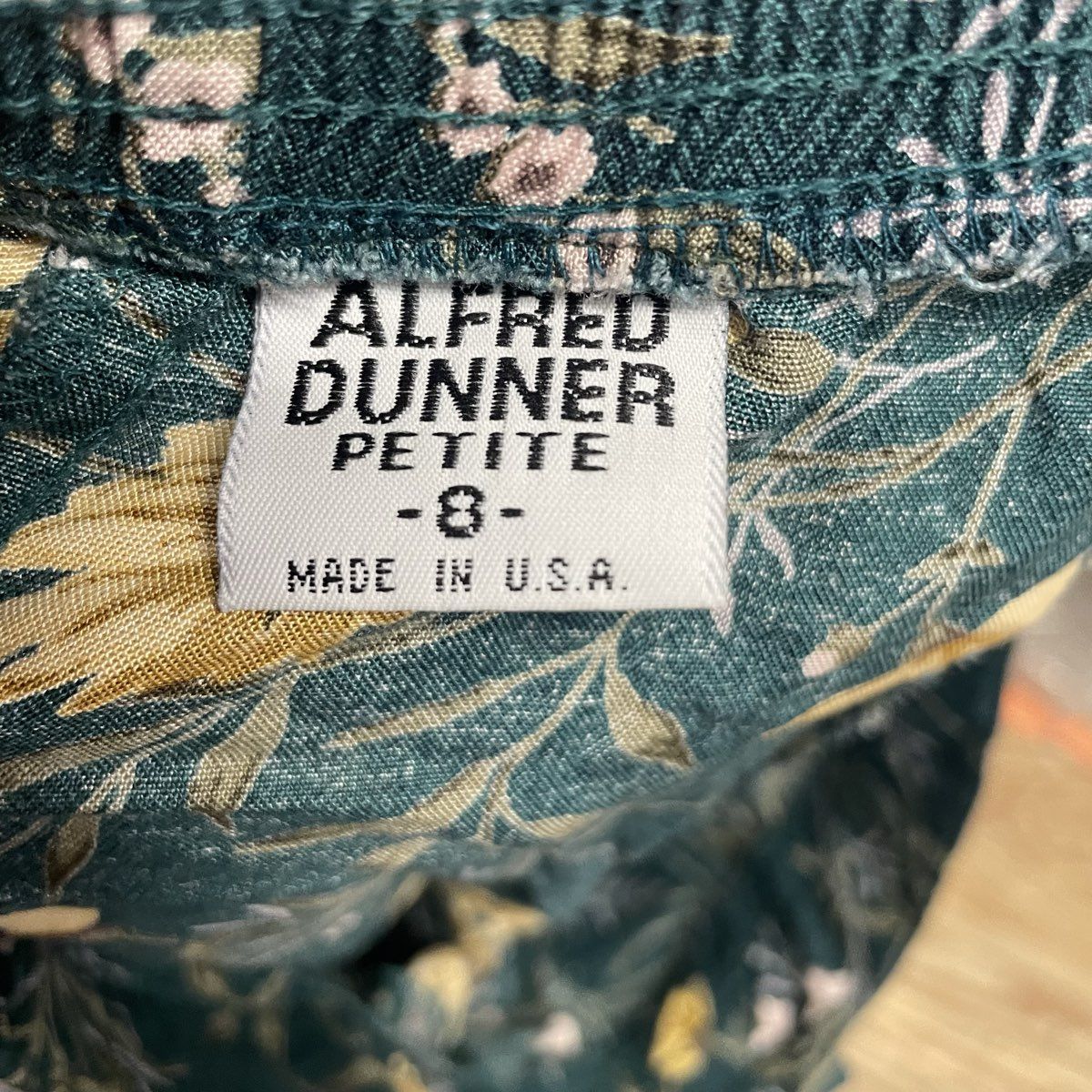 Alfred Dunner Women's Vintage 90s Floral Green Button Front Skirt Sz 8