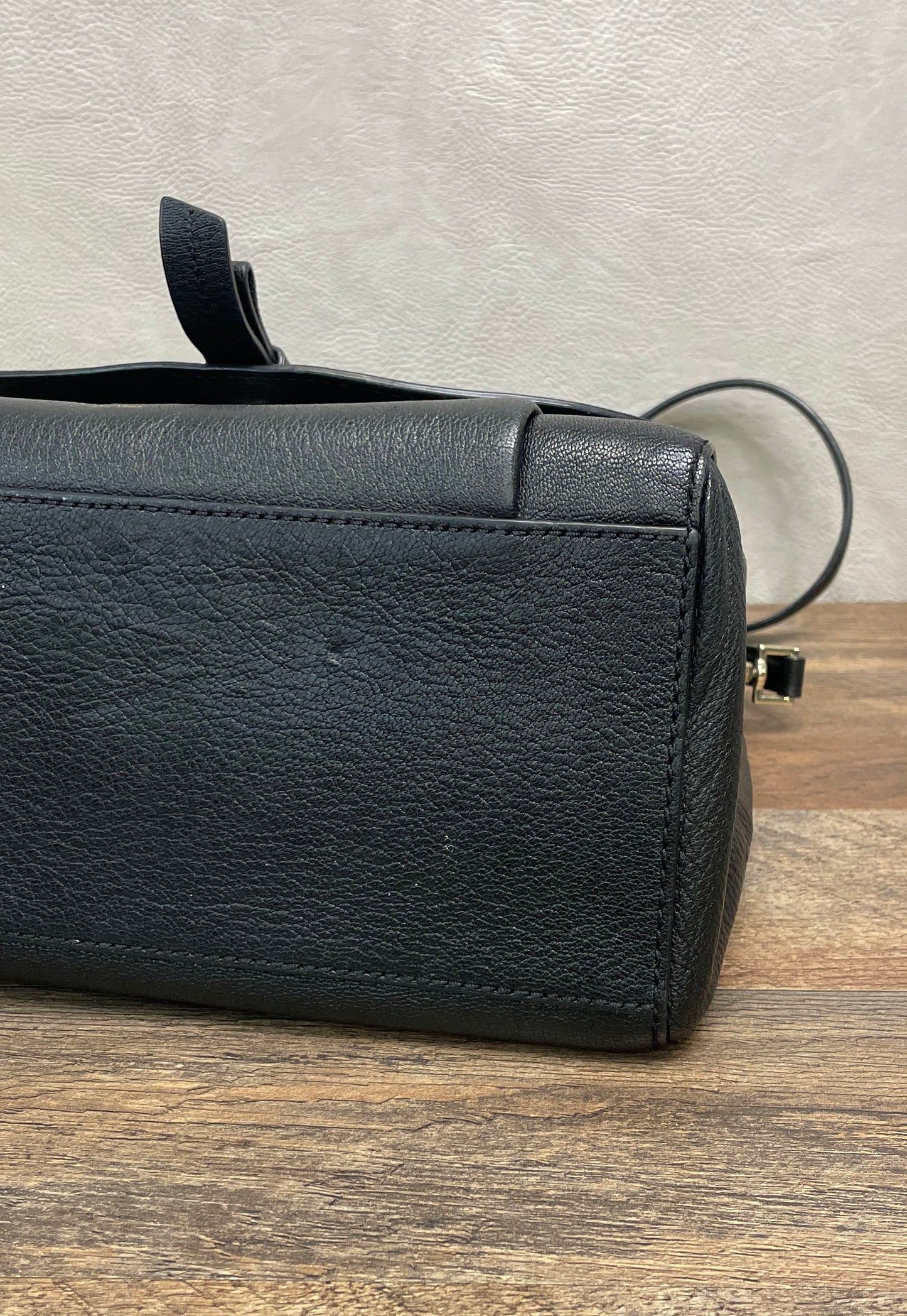 Kate Spade New York Black Pebbled Leather Bow Crossbody Bag Gold Hardware