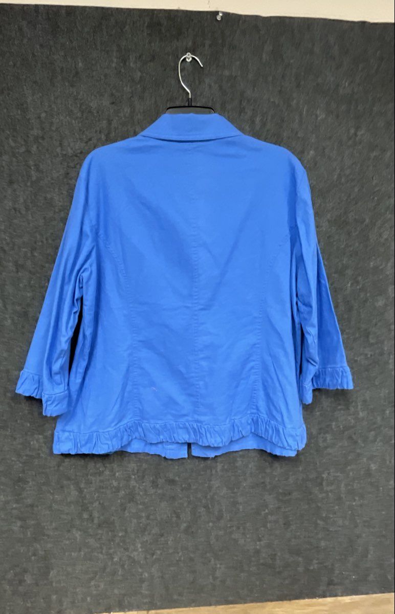 Westbound Women's Blue Linen Blend Ruffle Hem Button Front Shirt Jacket NWT XL