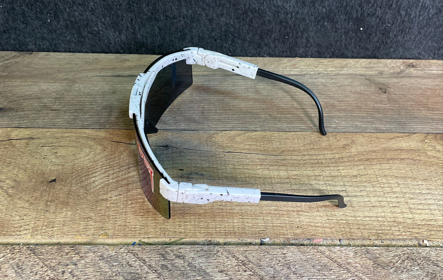 Pit Viper Unisex Sunglasses White Splatter Iridescent Mirror Lens Wrap Around