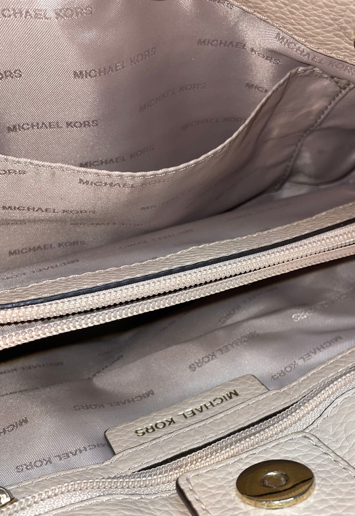 Michael Kors Salmon Pebbled Leather Shoulder Bag Gold Hardware