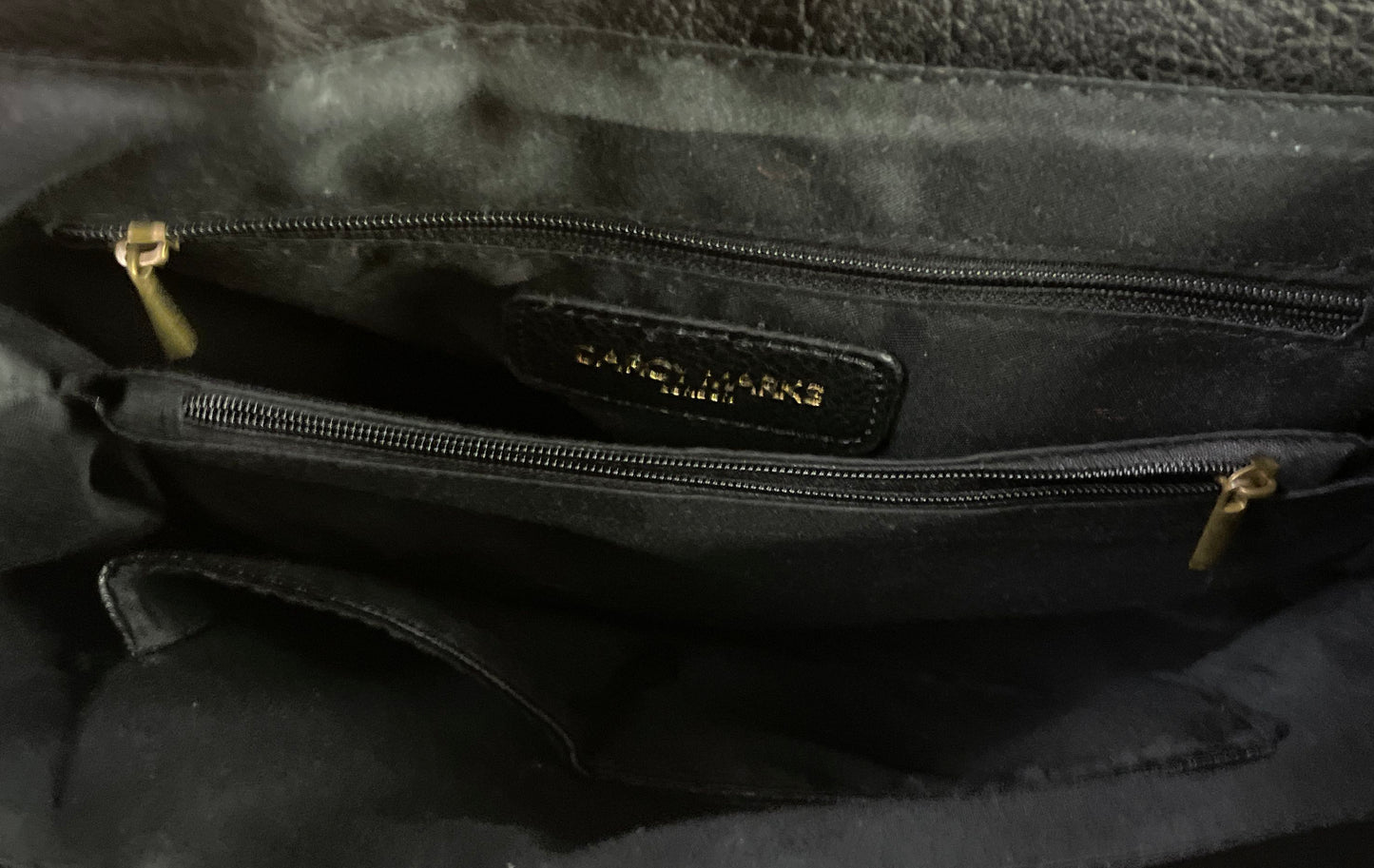 Darcy Marks Black Floral Embossed Pebbled Leather Backpack Handbag Gold Hardware