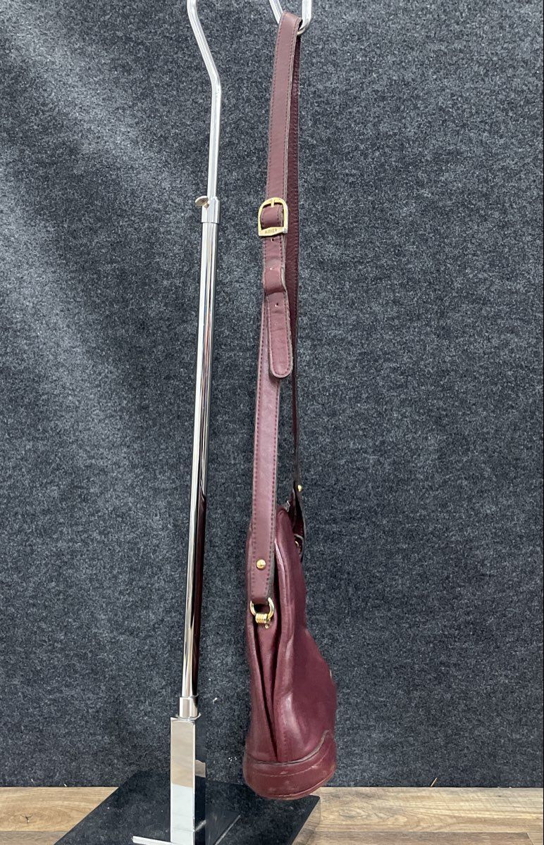 Vintage Etienne Aigner Maroon Leather Shoulder Bag Brass Hardware