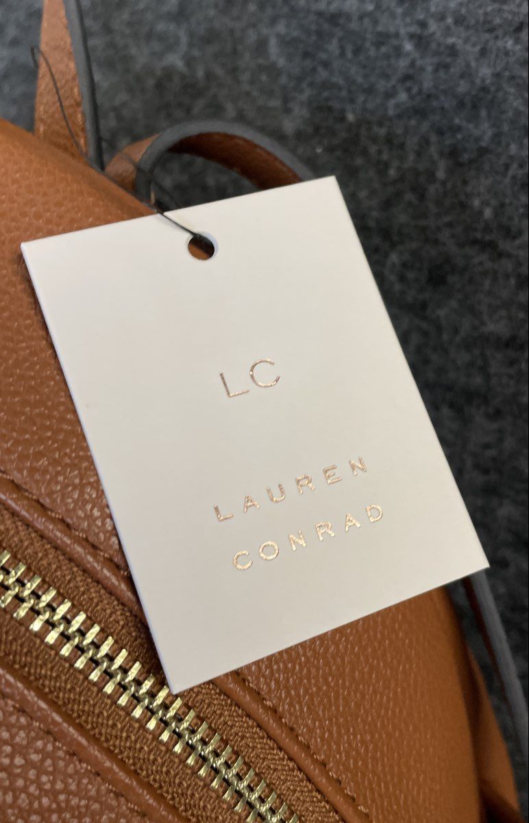 LC Lauren Conrad Saddle Brown Elene Functional Vegan Leather Backpack Purse NWT