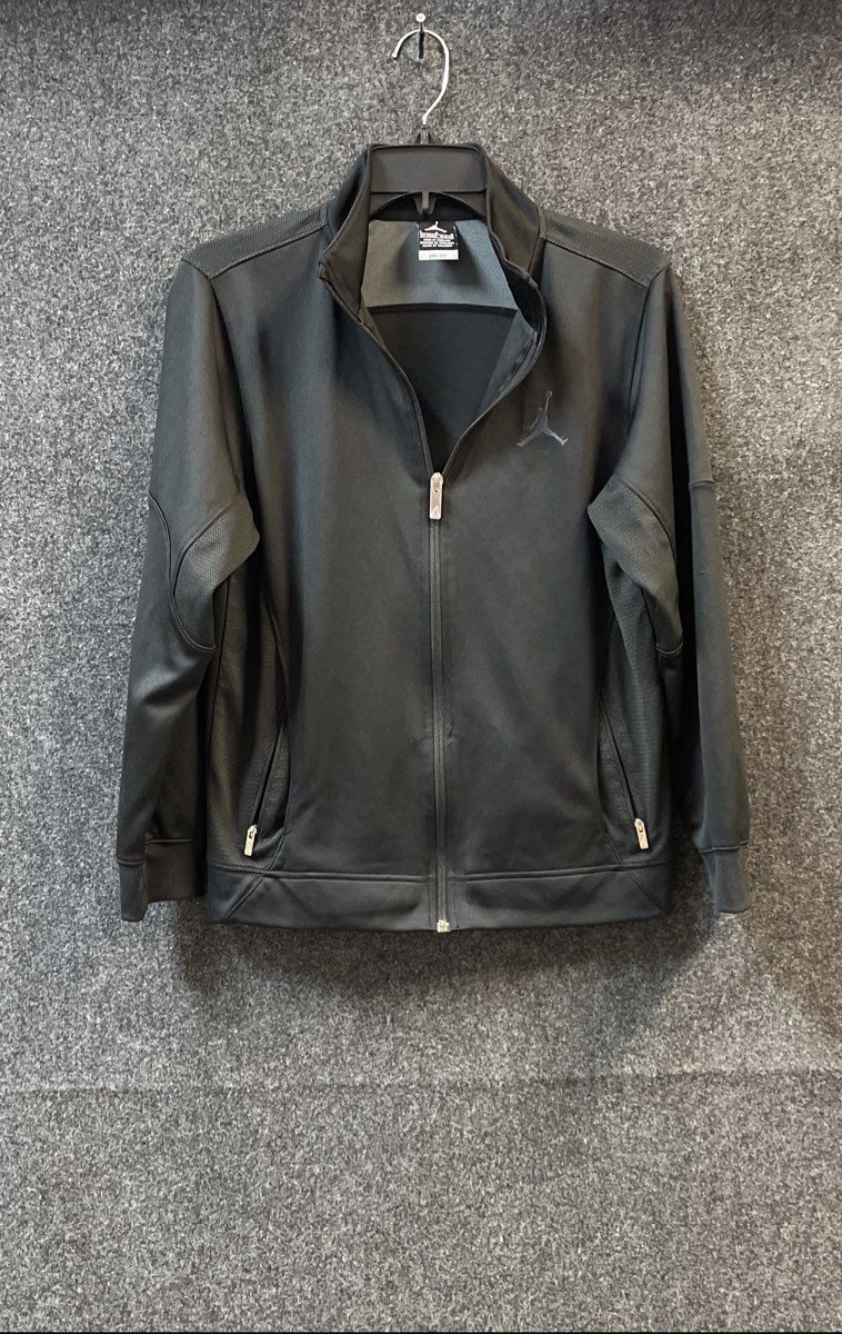 Jordan Boys Black Dri-Fit Full Zip Track Jacket Jumpman Logo Sz L 12-13 YRS