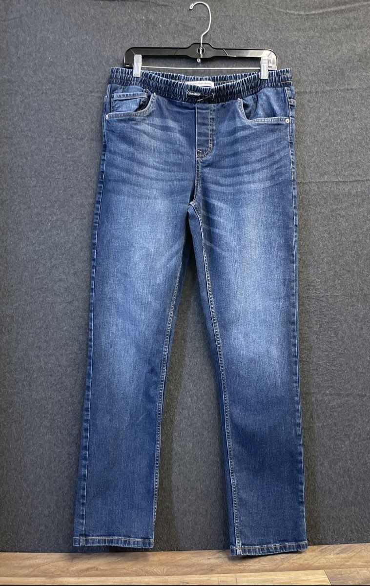 Calvin Klein Jeans Boys' Slim Straight Blue Elastic Drawstring Jeans Sz 20