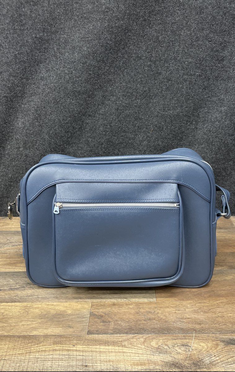 Vintage American Tourister Blue Vinyl Carry-On Flight Travel Bag