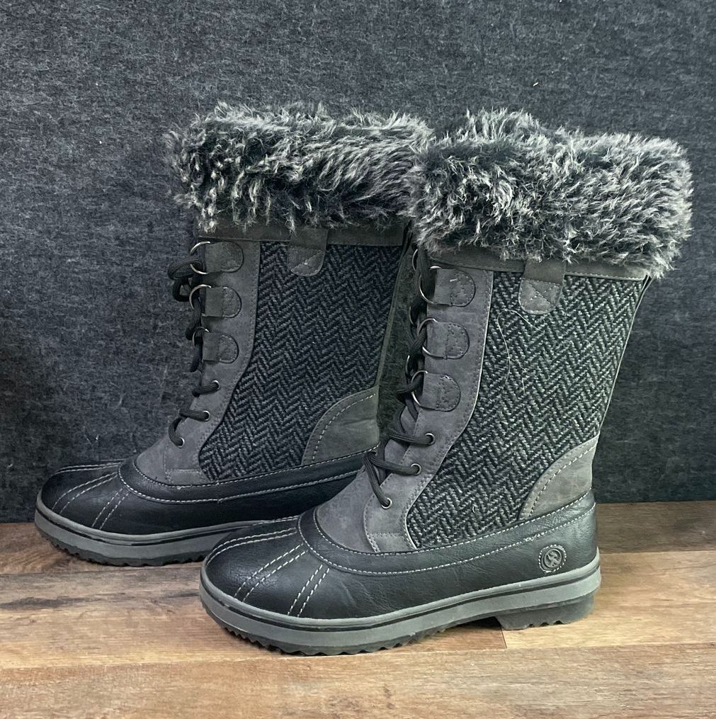 Northside Bishop Women's Grey Black Herringbone Winter Snow Boots Size 8