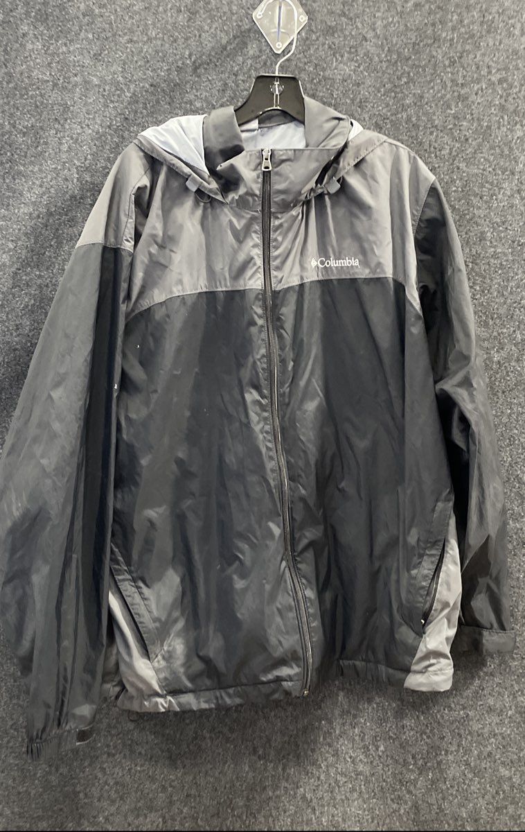 Columbia Men's Glennaker Lake Black Gray Hooded Windbreaker Jacket XL