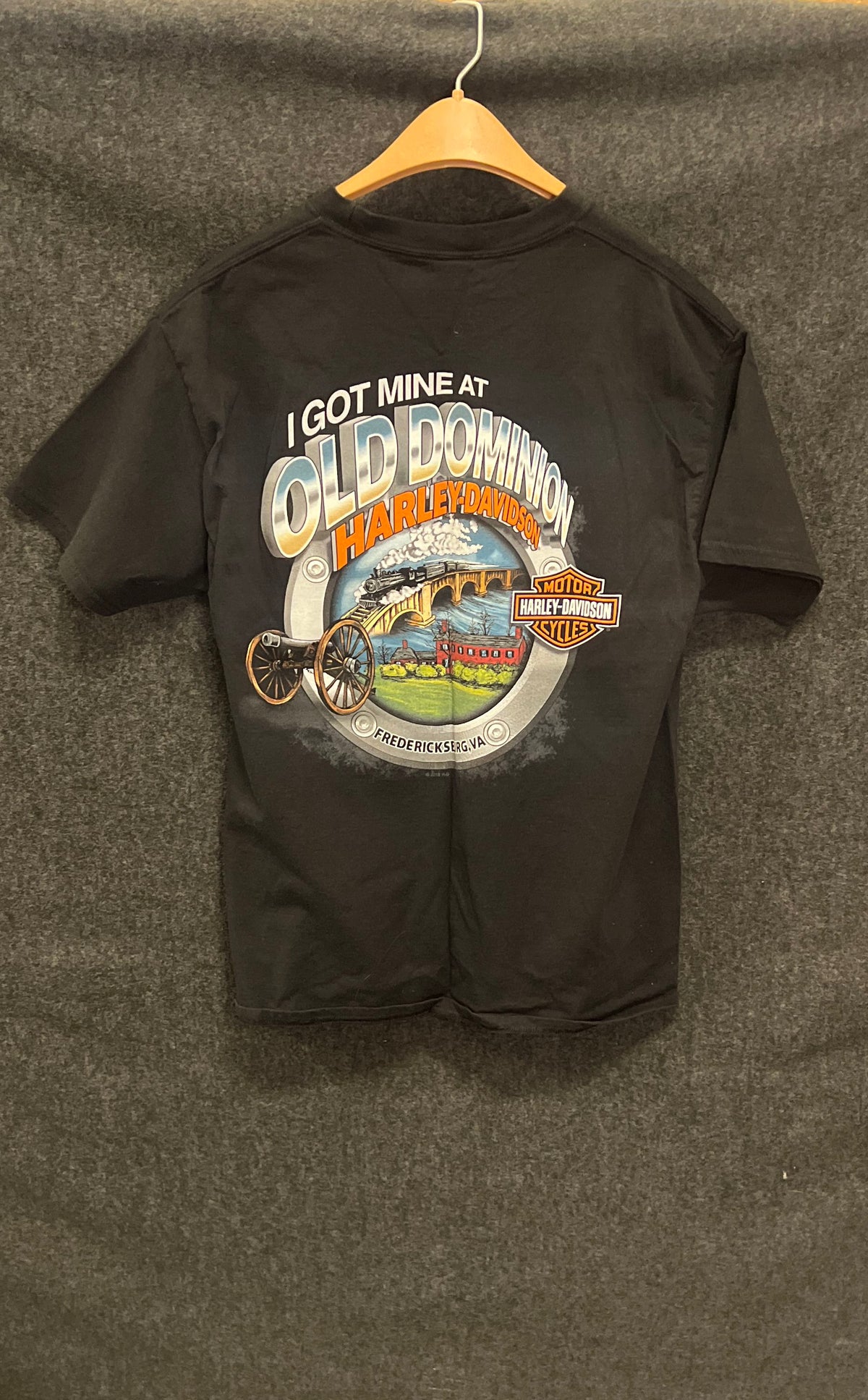 Harley-Davidson Old Dominion Fredericksburg VA Graphic T-Shirt Black Sz L