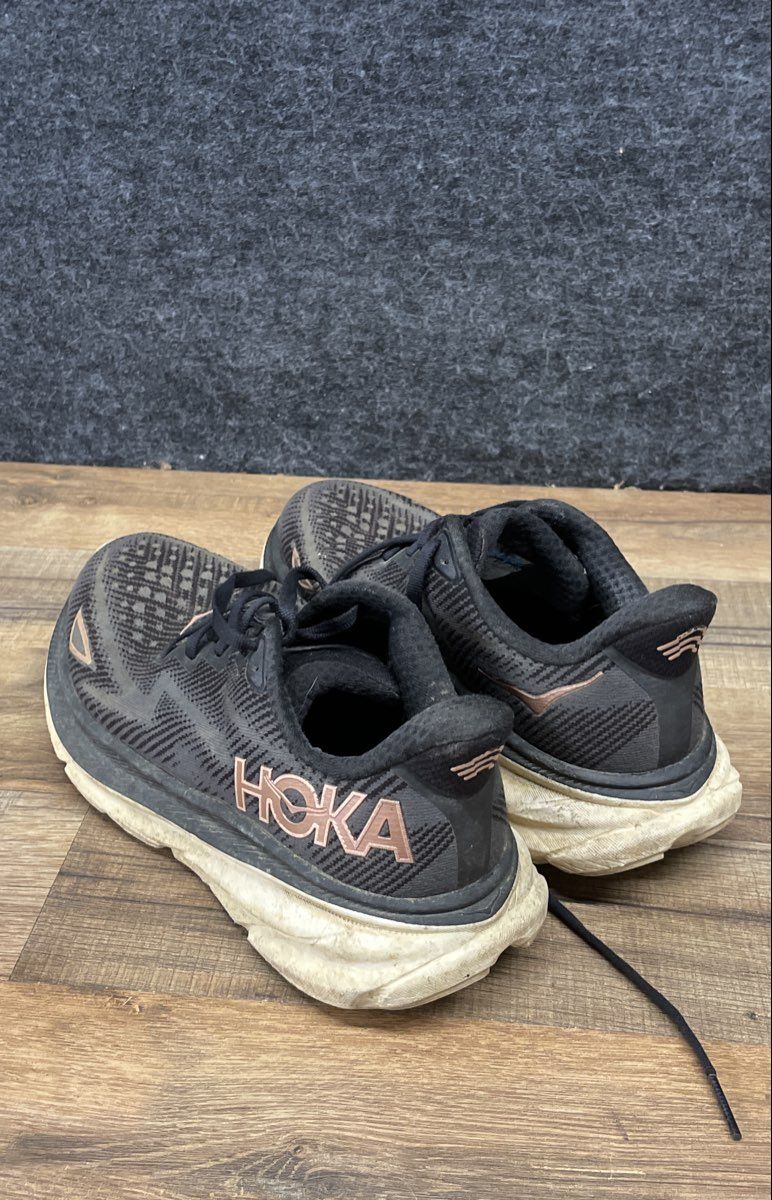 Hoka Clifton 9 Black Rose Gold Women's Running Shoes Size 6.5