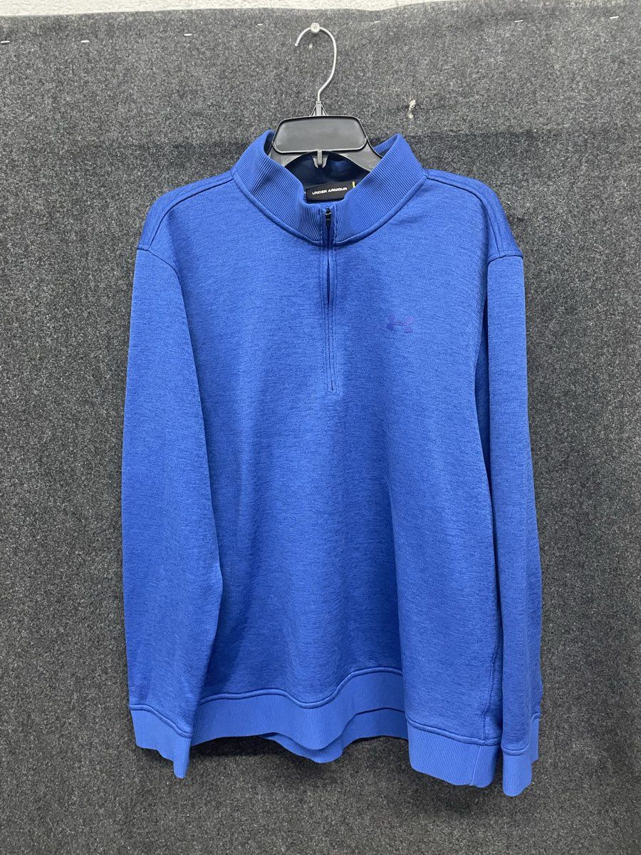 Under Armour Men's Full Zip Jacket Heather Blue Mock Neck Pullover Size XXL