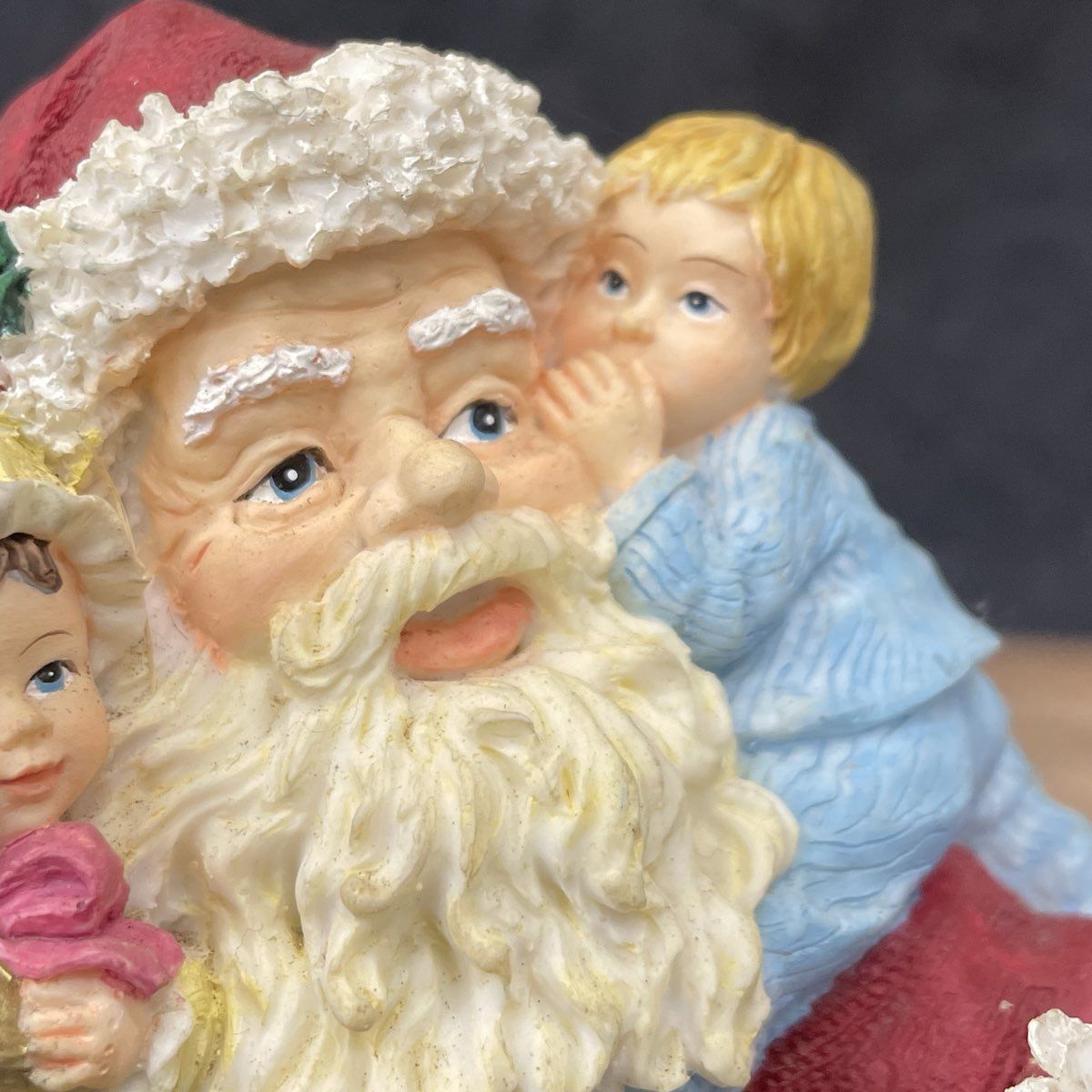 Vintage Musical Santa Claus Resin Figurine Plays "Santa Claus is Coming to Town"