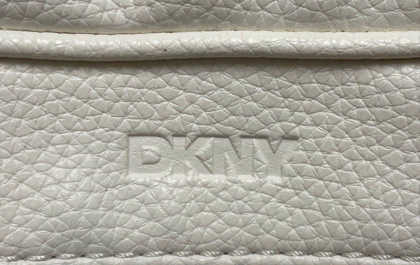 DKNY White Monogram Canvas Camera Crossbody Bag Silver Hardware