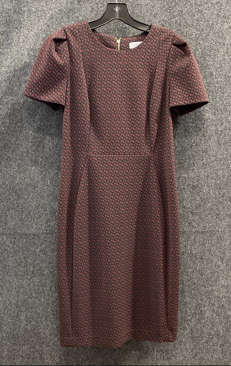 Calvin Klein Women's Black Red Spotted Sheath Dress Short Sleeve Sz 6