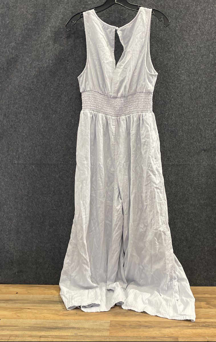American Eagle Women's White Smocked Waist Wide Leg Jumpsuit Sz M