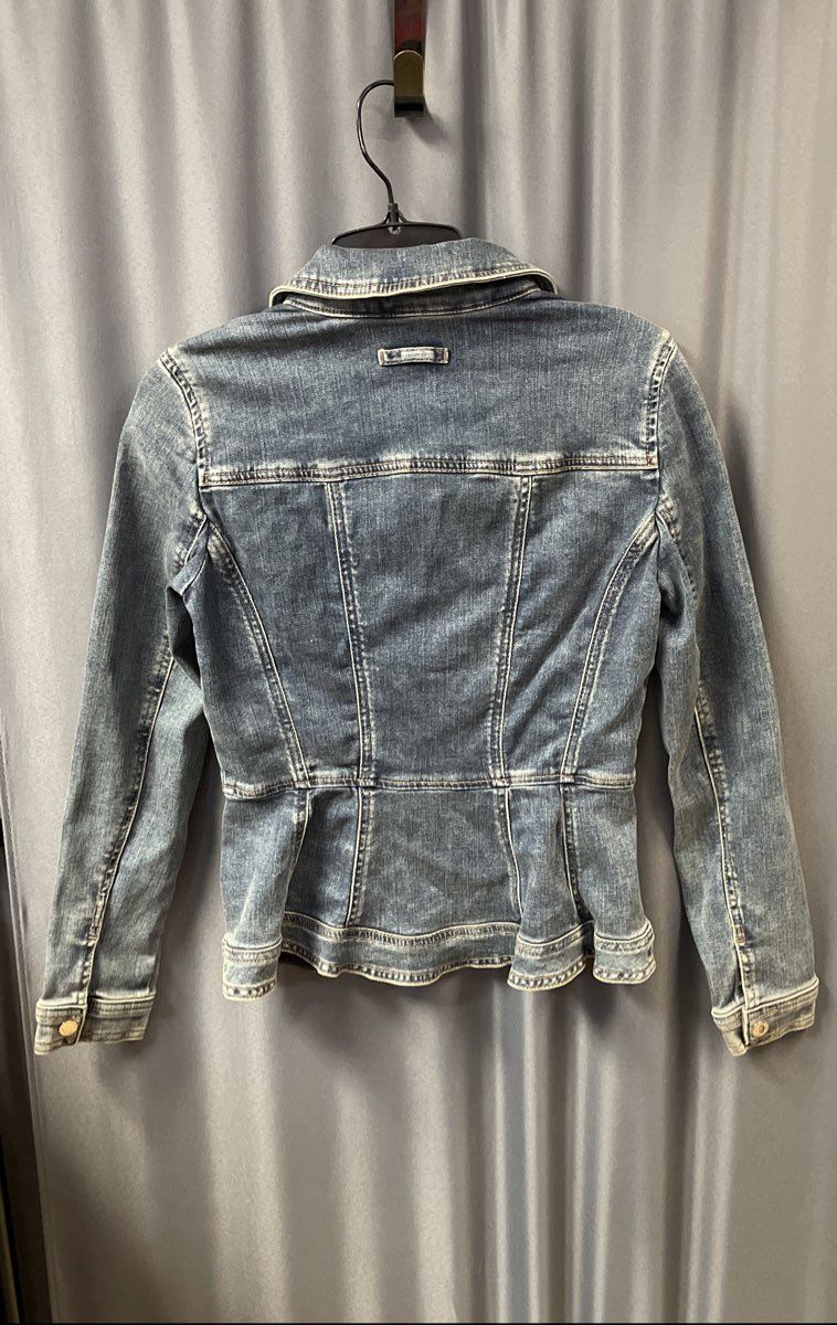 White House Black Market Women's Peplum Denim Jacket Blue NWT Size XXS