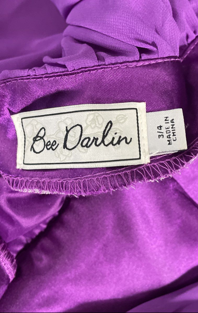 Bee Darlin Women's Purple Beaded Rhinestone Chiffon Party Prom Dress Sz 3/4