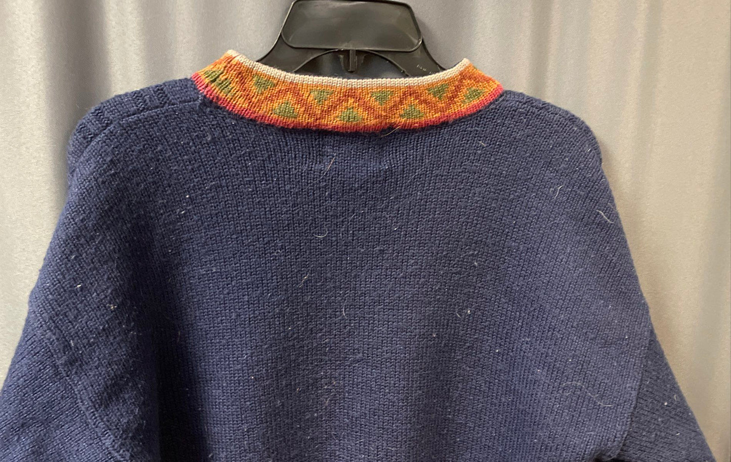 Vintage 90s Together! Blue Floral Cable Knit Wool Blend Sweater Sz M