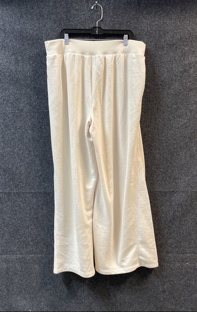 Aerie Women's White Wide Leg Sweatpants Textured Side Stripe XL Long NWT