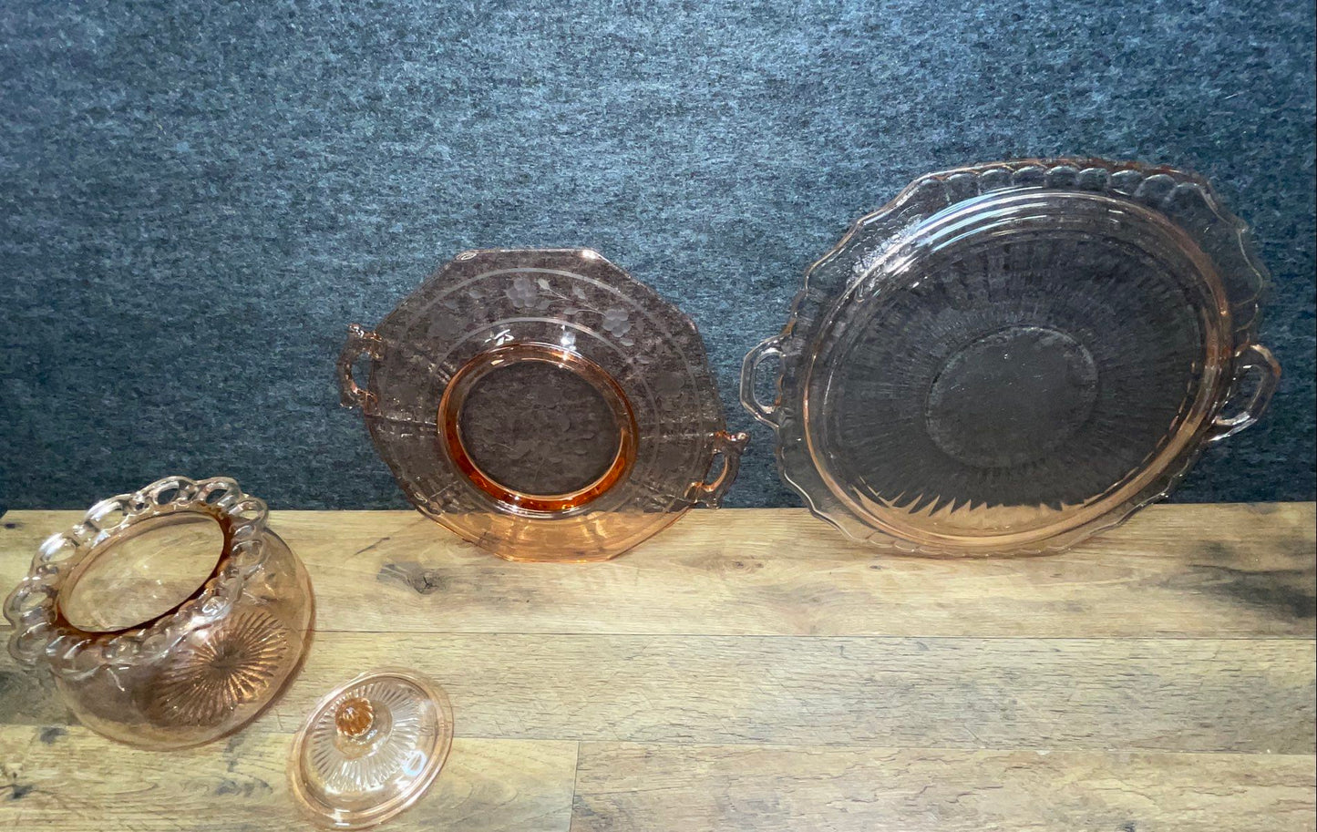 Lot of 3 Vintage Pink Depression Anchor Hocking Mayfair Glass