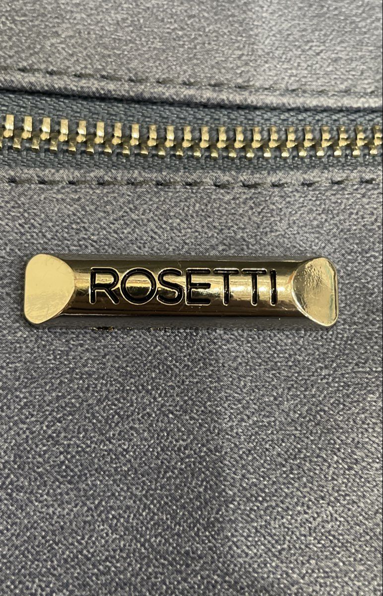 Rosetti Blue Leather Triple Zip Crossbody Bag Silver Hardware Adjustable Strap