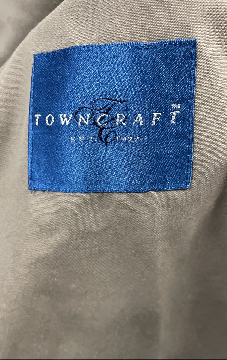 Vintage 90s TownCraft Men's Khaki Double Breasted Trench Coat Liner Sz 44 Short