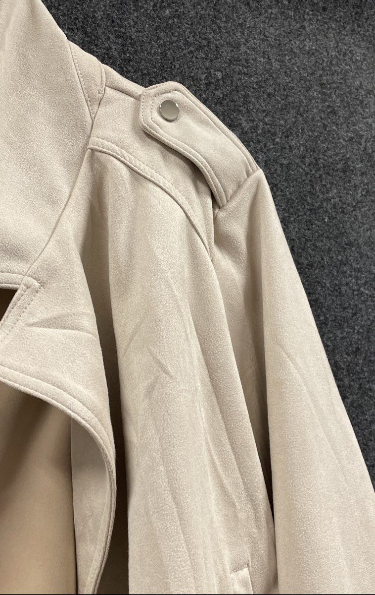 Philosophy Women's Powder Sand Faux Leather Open Front Blazer Jacket NWT Sz 2X