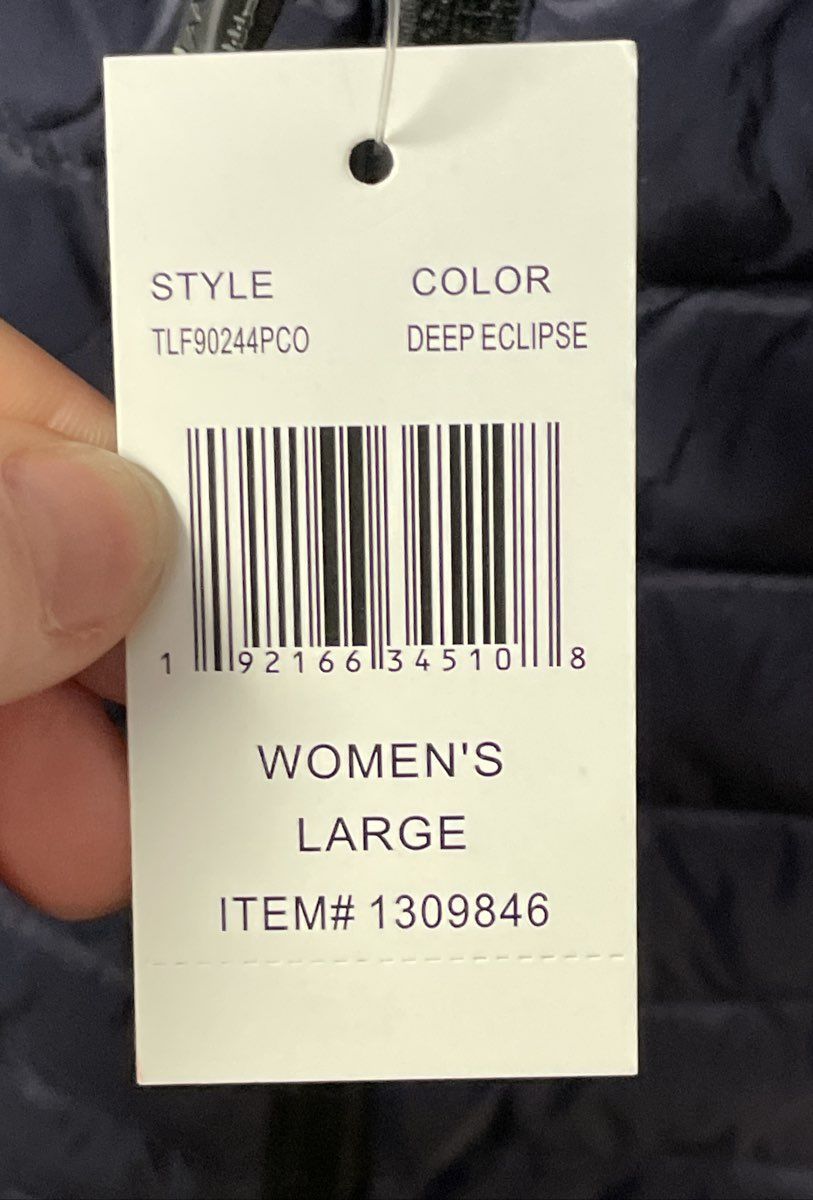 32 Degrees Heat Women's NWT Puffer Jacket Navy Blue Mixed Media Full Zip Sz L