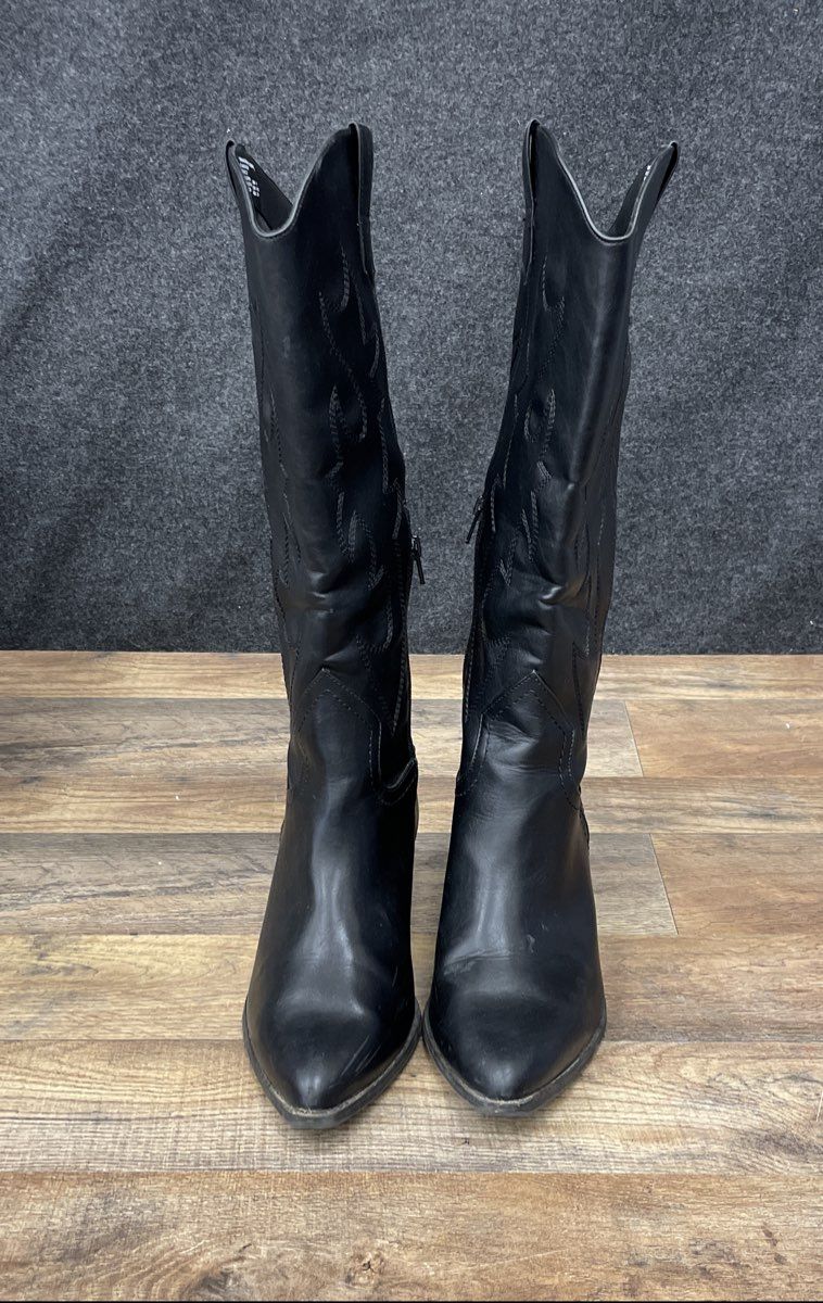 Madden Girl Arizona Black Western Cowboy Boots Women's Size 9