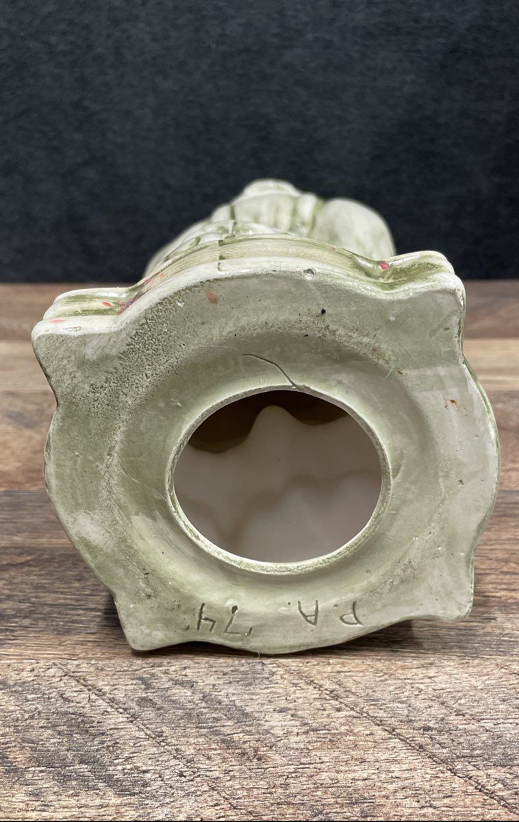 Vintage 1974 Ceramic Asian Sage Figure Statue 15.5 Inch Celadon Green