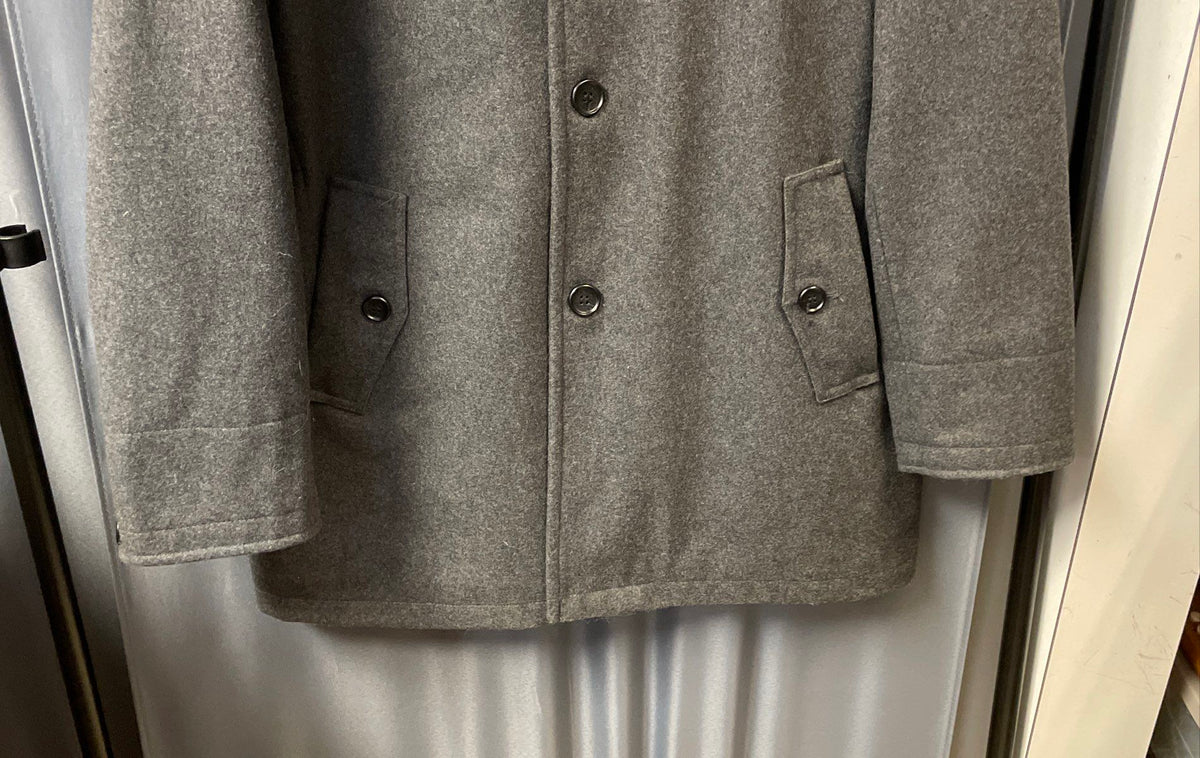 London Fog Men's Gray Wool Blend Car Coat Quilted Insulated Jacket Size XL
