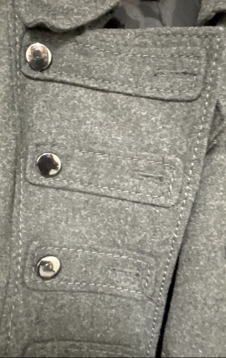 H&M Women's Grey Military Wool Blend Puff Shoulder Button Jacket Sz Medium