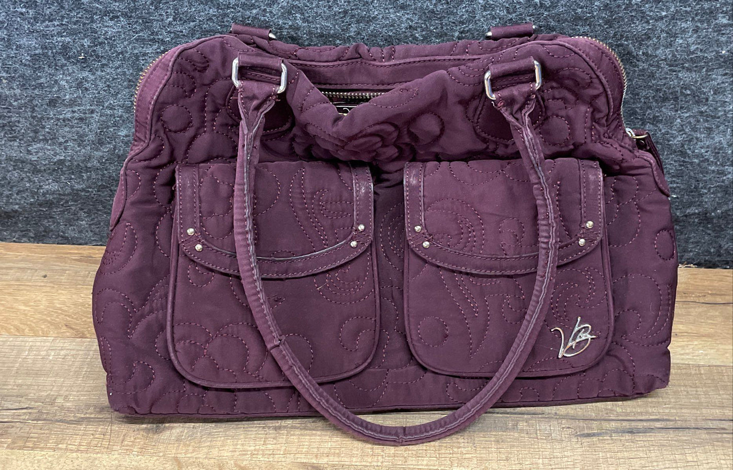 Vera Bradley Burgundy Quilted Microfiber Large Satchel Shoulder Bag