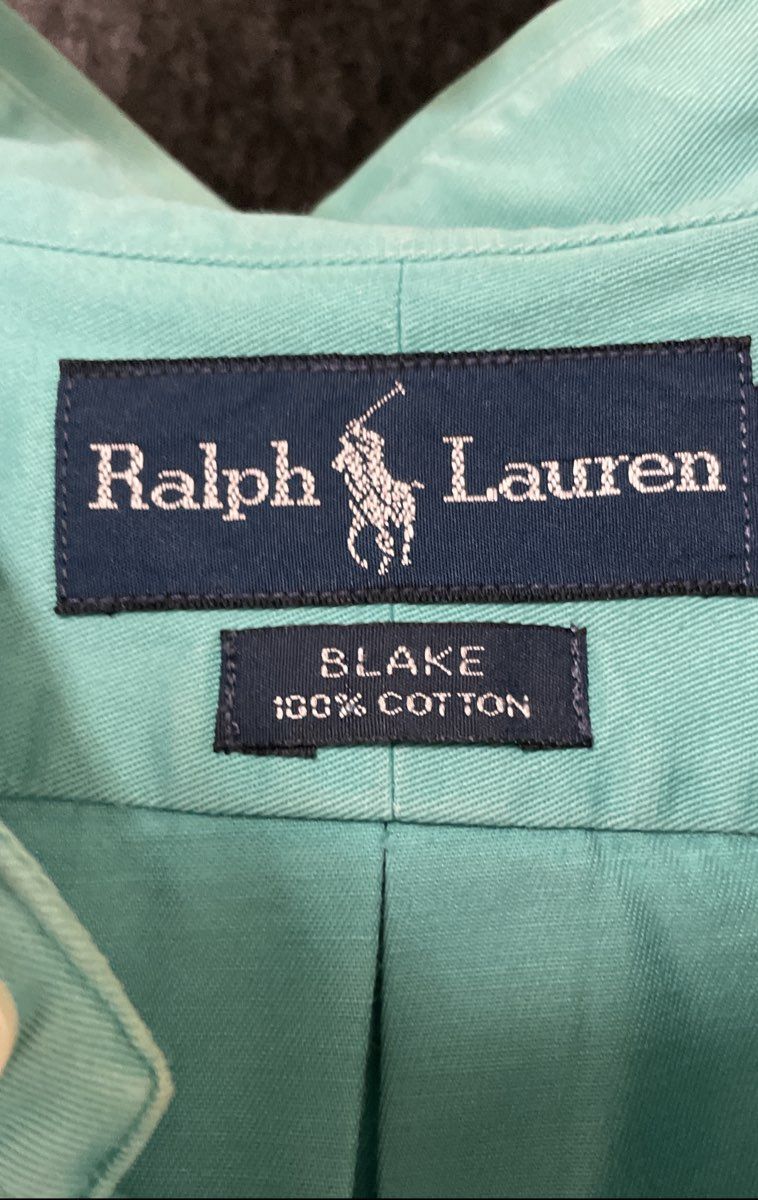 Vintage 90s Ralph Lauren Men's Teal Blake Short Sleeve Button Down Shirt Sz XXL