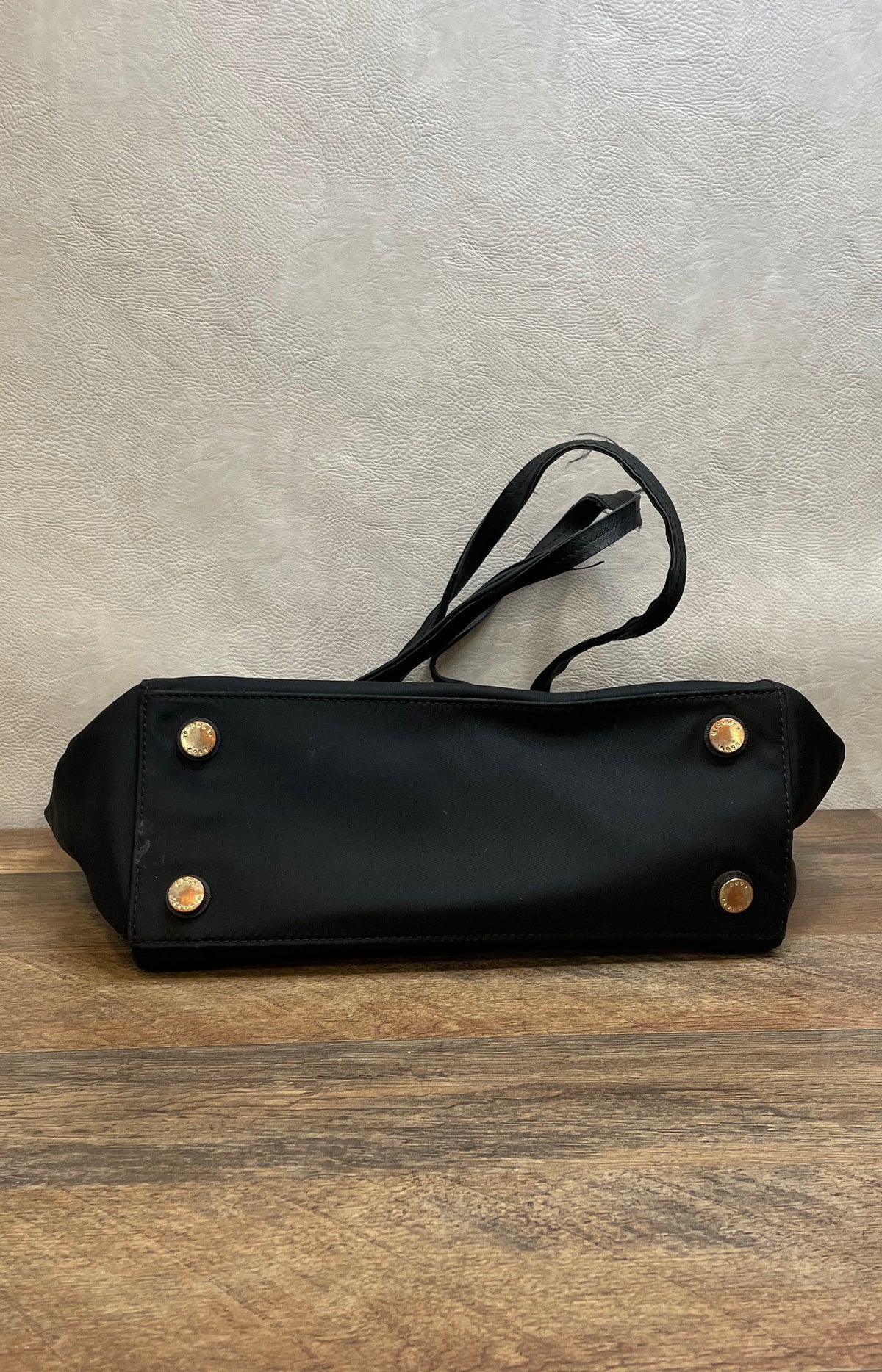 Michael Kors Black Nylon Tote Bag Gold Hardware Leather Trim Shoulder Purse