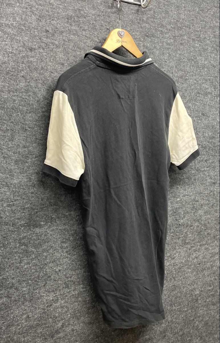 Express Men's Fitted Polo Shirt Black Cream Lion Crest Colorblock Cotton Sz M